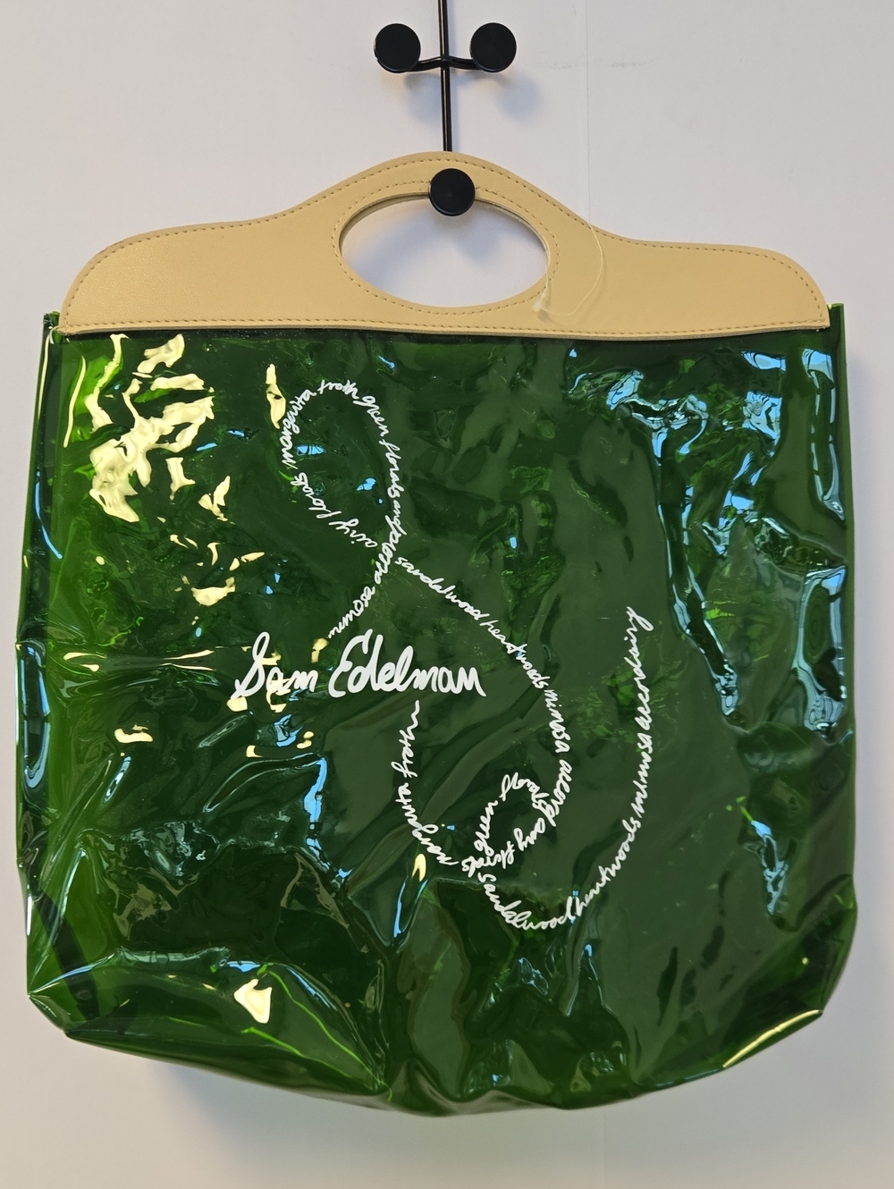 Sam Edelman Green Vinyl Tote with Cream Handle